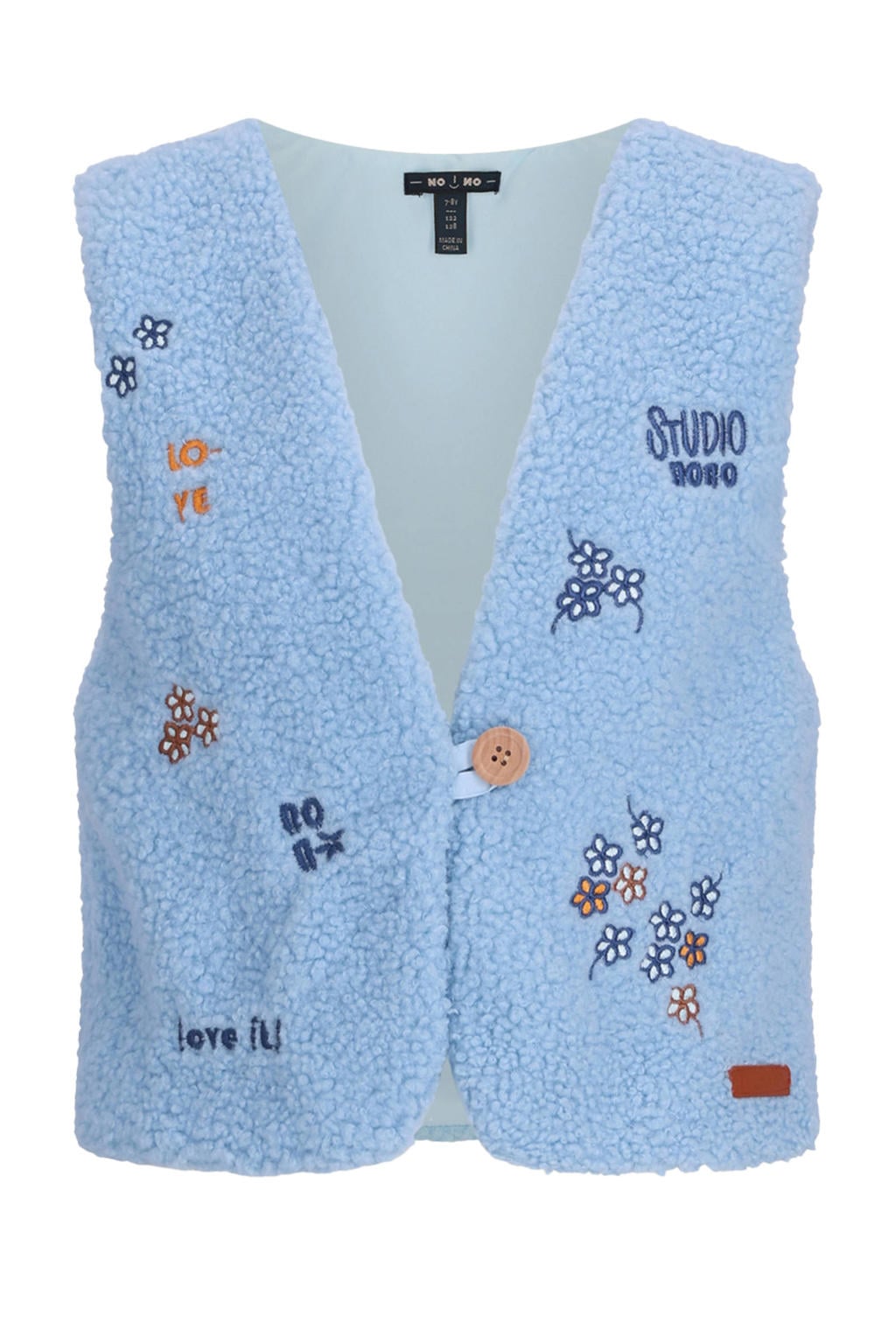 NONO teddy gilet met print - lichtblauw