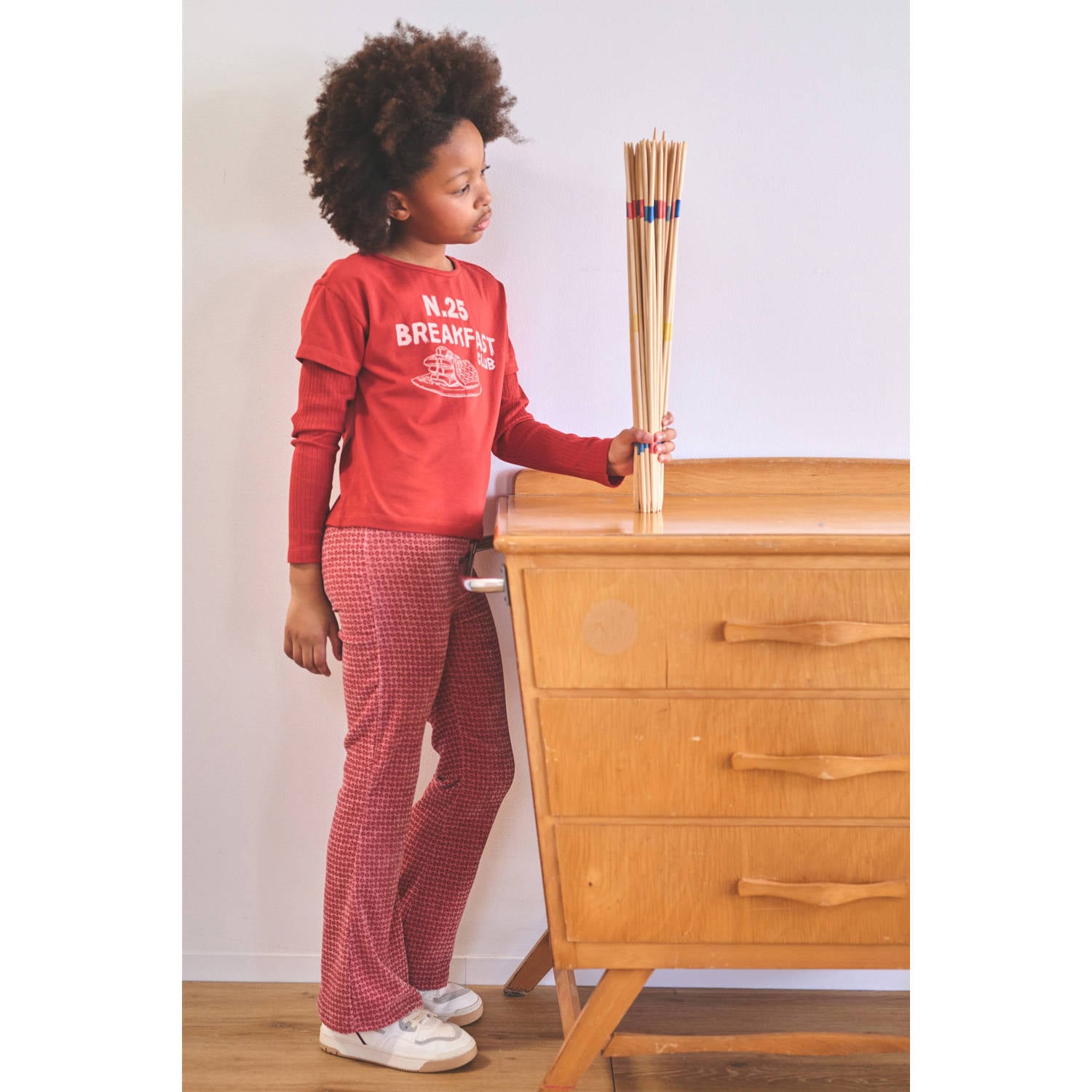 NONO fluwelen flared broek roze