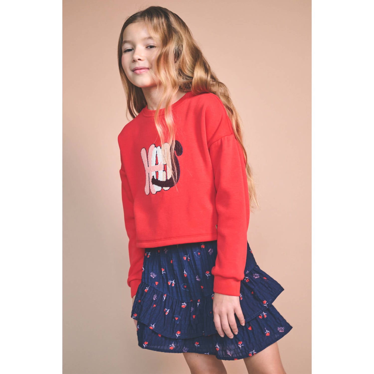 NONO sweater met print rood
