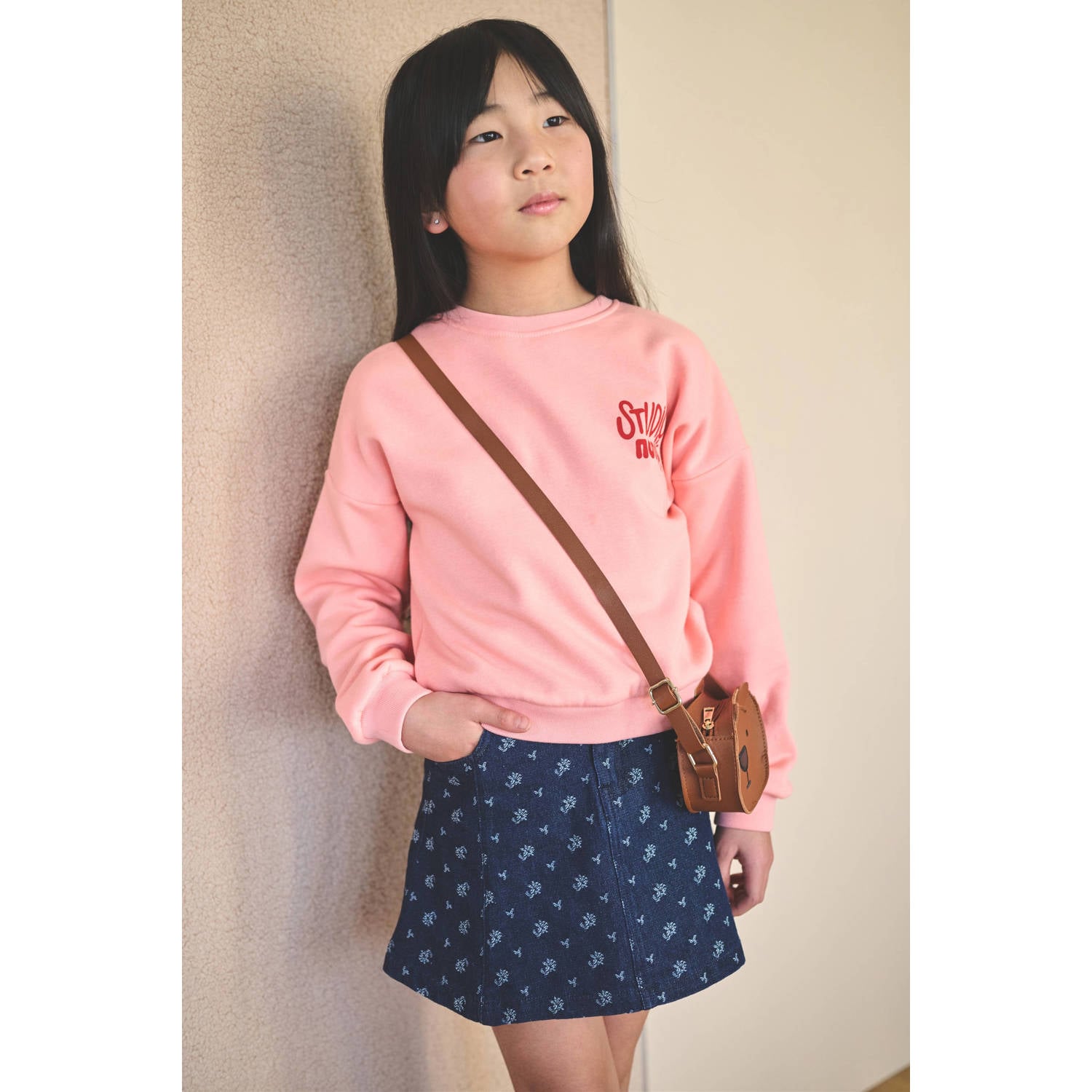 NONO sweater met print roze