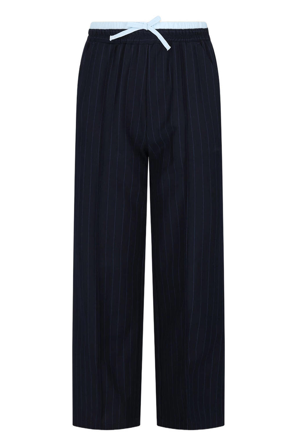 NONO regular fit casual gestreepte broek - donkerblauw