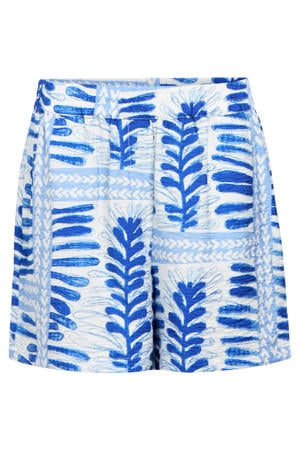 viscose regular fit casual short met print - blauw