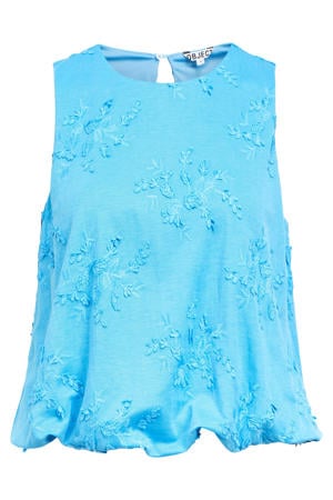 regular fit top met borduursels - blauw