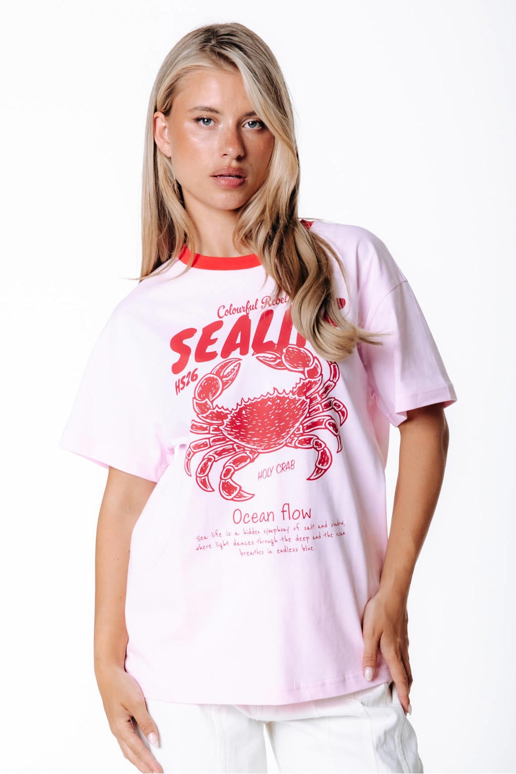 Colourful Rebel T-shirt met print - lichtroze