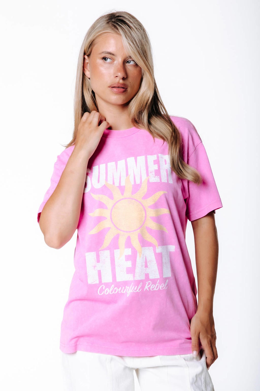 Colourful Rebel T-shirt met print - roze