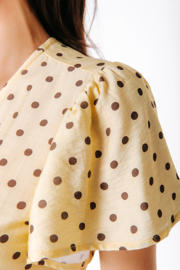 thumbnail: Colourful Rebel viscose korte wikkeljurk met stippen - lichtgeel