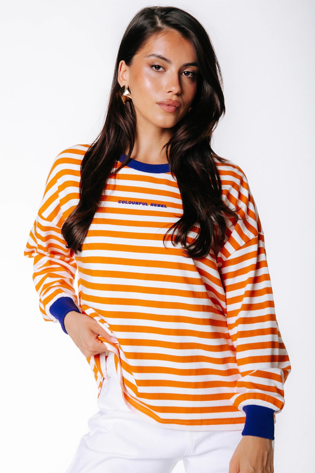 Colourful Rebel katoenen sweater met backprint - oranje