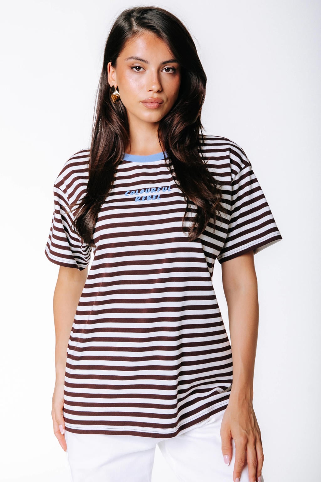 Colourful Rebel gestreept T-shirt - ecru