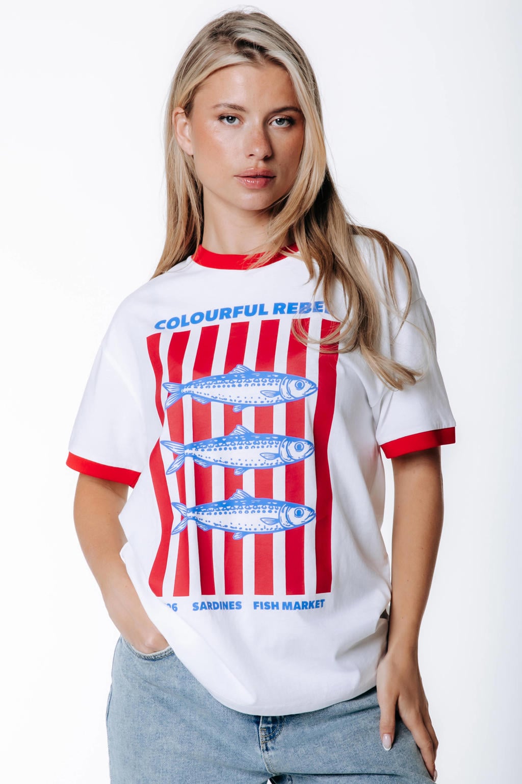 Colourful Rebel T-shirt met print - wit