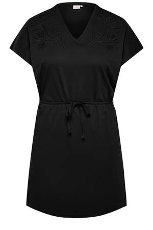 broderie korte zomerjurk Plus Size - zwart