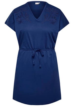 korte broderie zomerjurk Plus Size - blauw