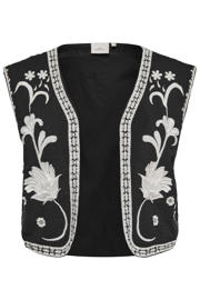 thumbnail: ONLY CARMAKOMA gebloemd gilet Plus Size met borduursels - zwart