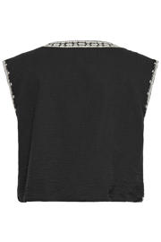 thumbnail: ONLY CARMAKOMA gebloemd gilet Plus Size met borduursels - zwart