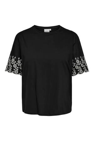 rechtvallend T-shirt Plus Size - zwart