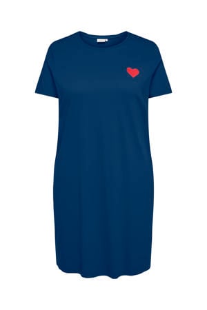 T-shirtjurk met borduursels Plus Size - blauw