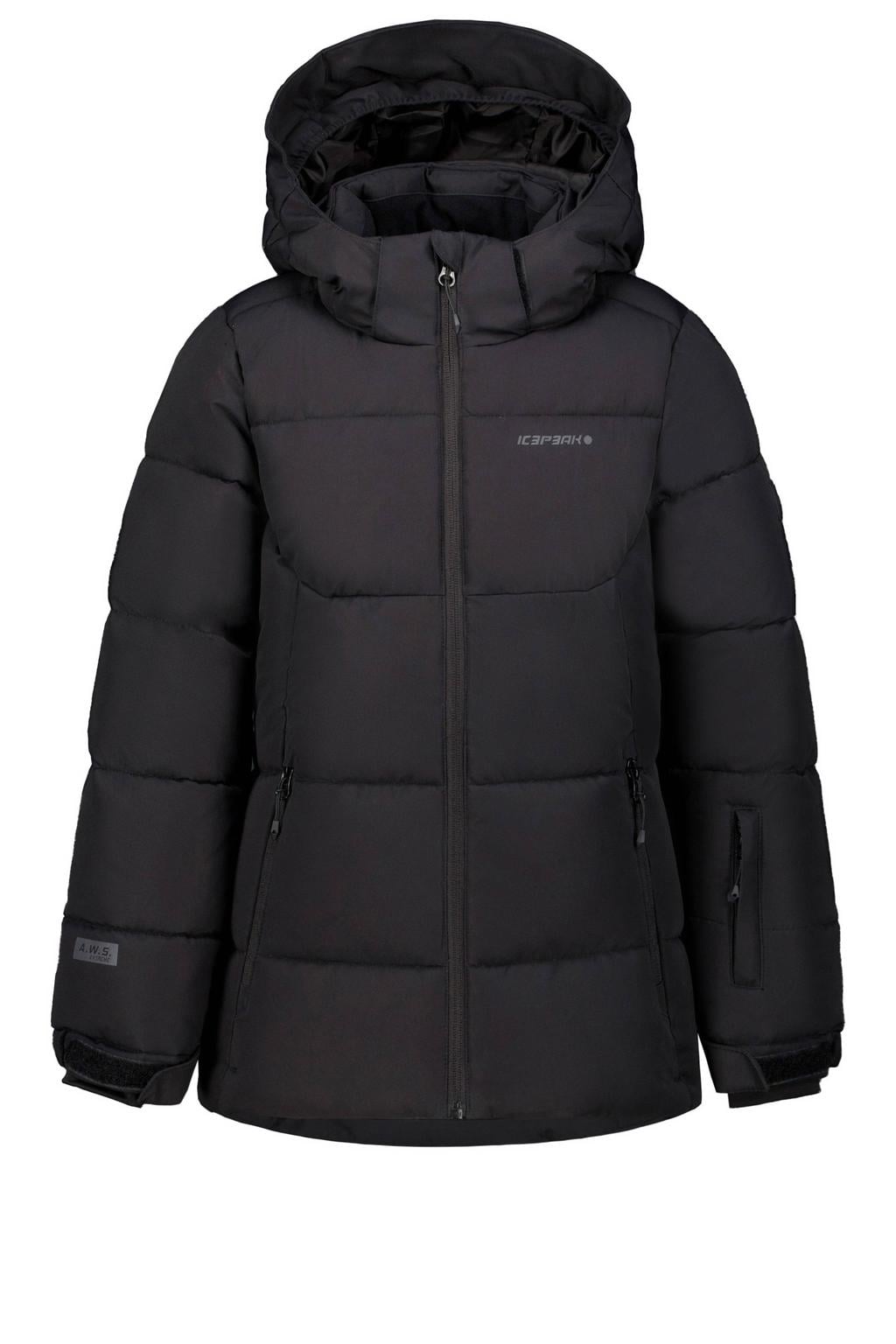 Zwarte meisjes Icepeak Loris JR ski-jas van polyester met effen en capuchon