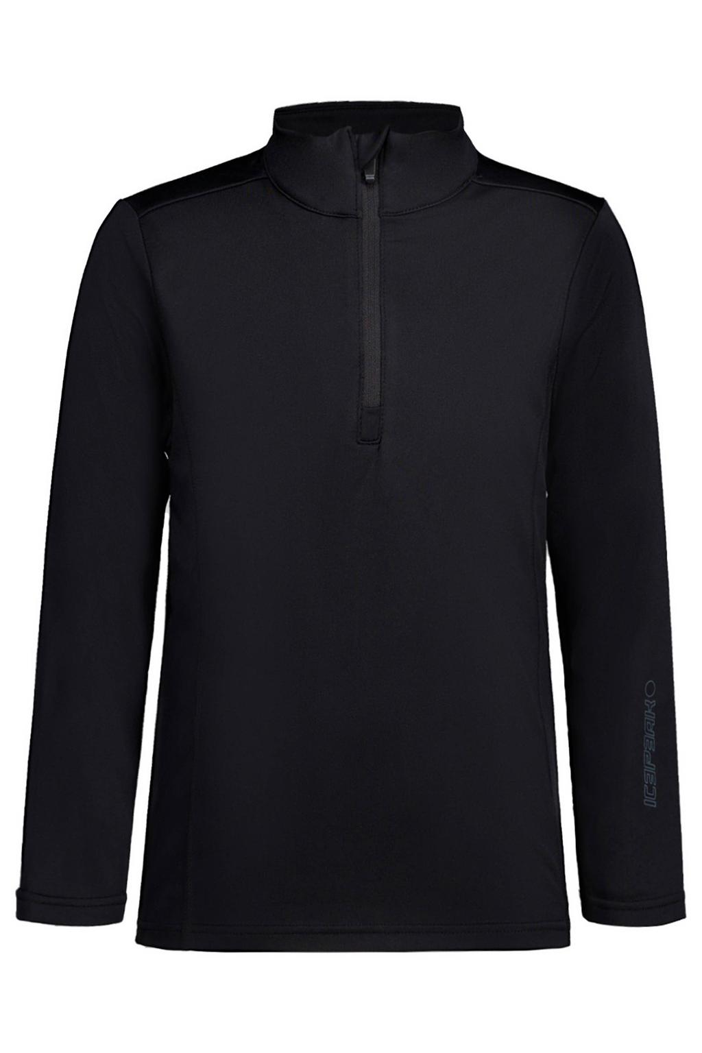 Zwarte jongens en meisjes Icepeak Fleminton skipully van polyester met lange mouwen, opstaande kraag en halve rits