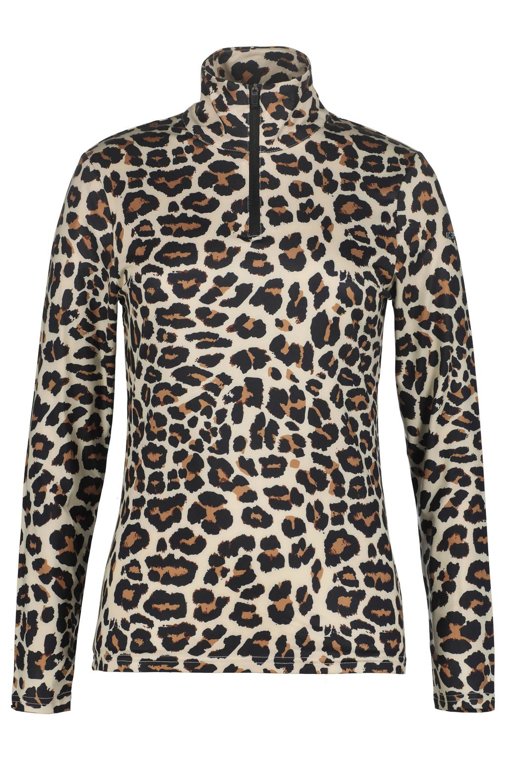 Beige en zwarte dames Icepeak Fernleya skipully van polyester met lange mouwen en halve rits