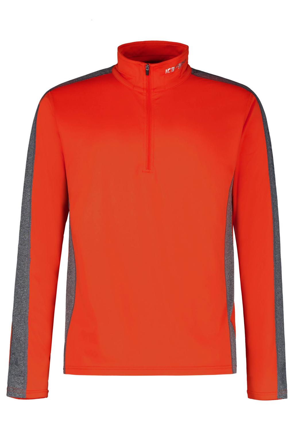 Donker oranje heren Icepeak Fleminton skipully donkeroranje van polyester met lange mouwen, opstaande kraag en halve rits