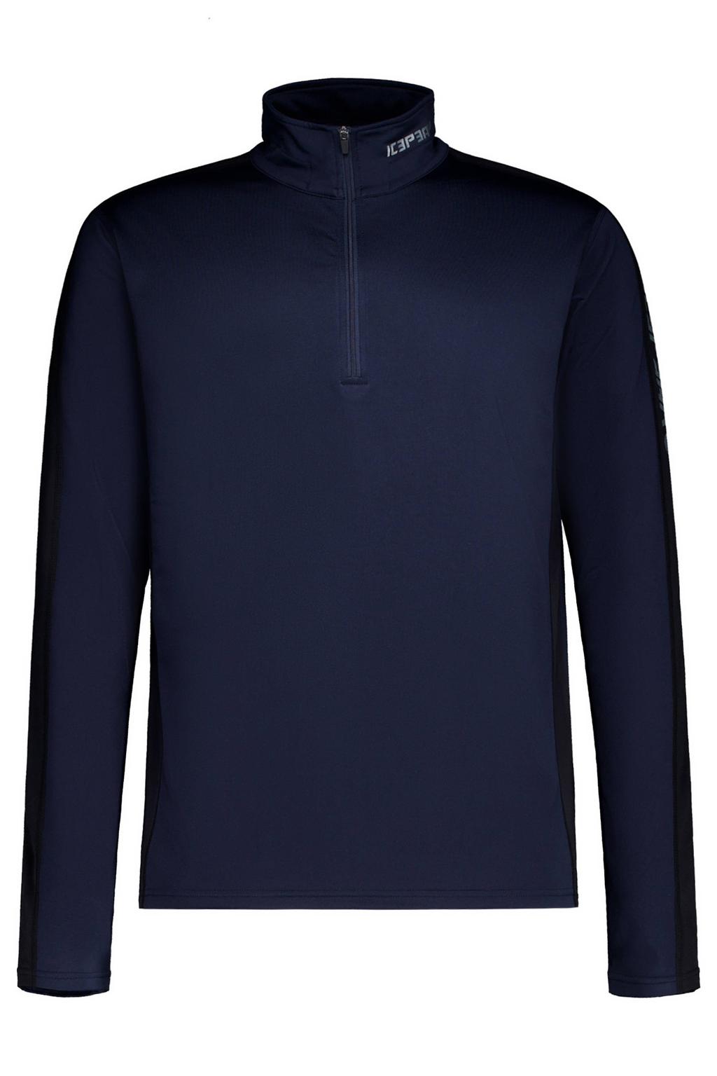 Donkerblauwe heren Icepeak Fleminton skipully van polyester met lange mouwen, opstaande kraag en halve rits