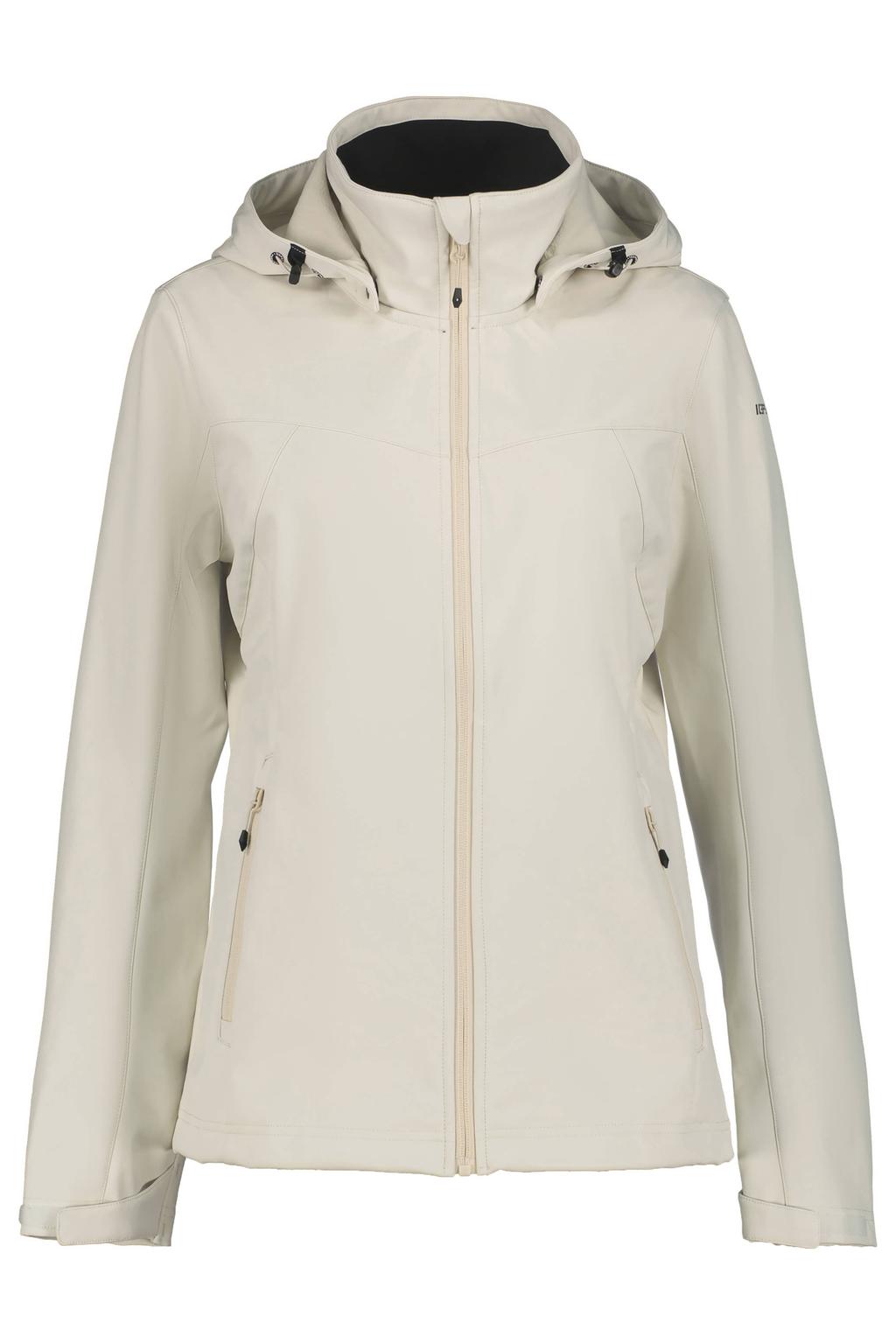 Ecru dames Icepeak Brenham softshell jas met effen, lange mouwen, capuchon en ritssluiting