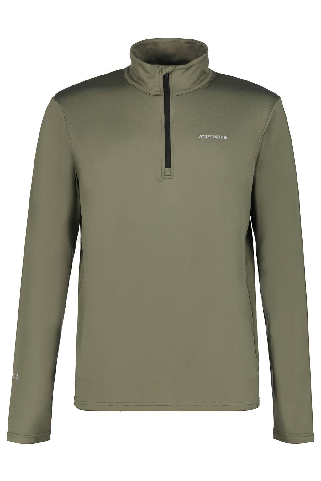 Lichtgroene heren Icepeak Felsberg skipully van polyester met effen, lange mouwen, opstaande kraag en halve rits