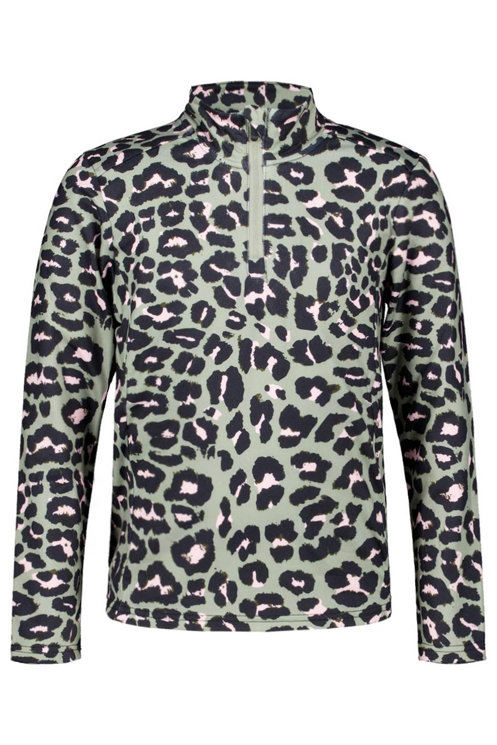 Lichtgroen en zwarte meisjes Icepeak Landsberg skipully van polyester met dierenprint, lange mouwen en halve rits