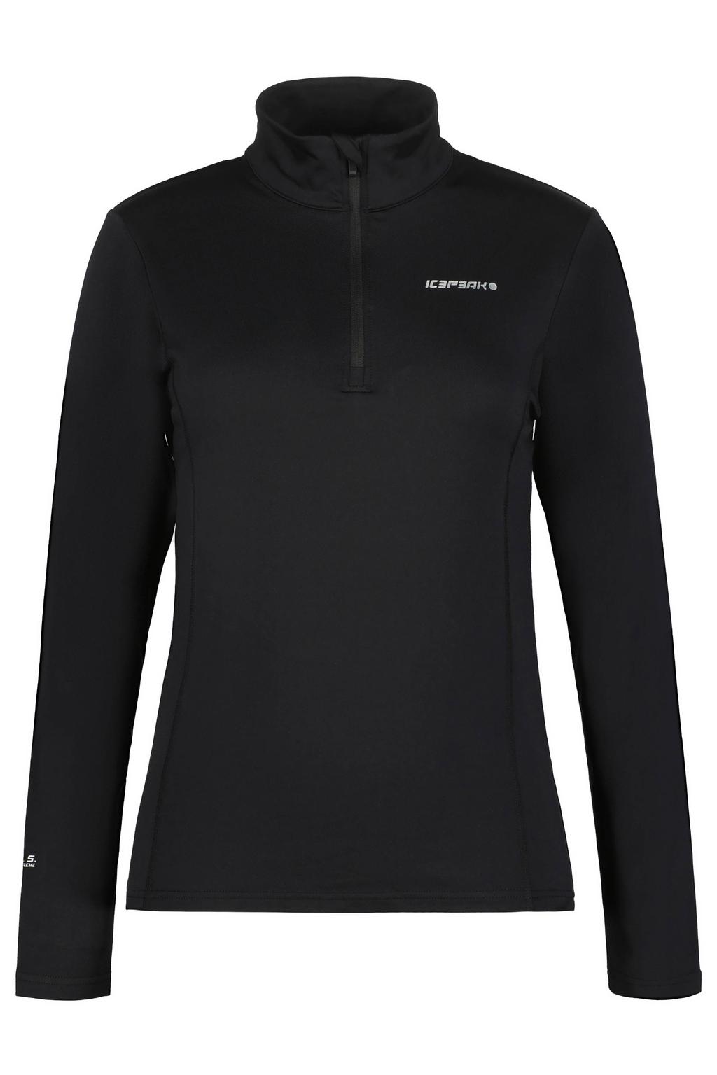 Zwarte dames Icepeak Ferndale vochtregulerend en sneldrogend skipully van polyester met lange mouwen, opstaande kraag en halve rits