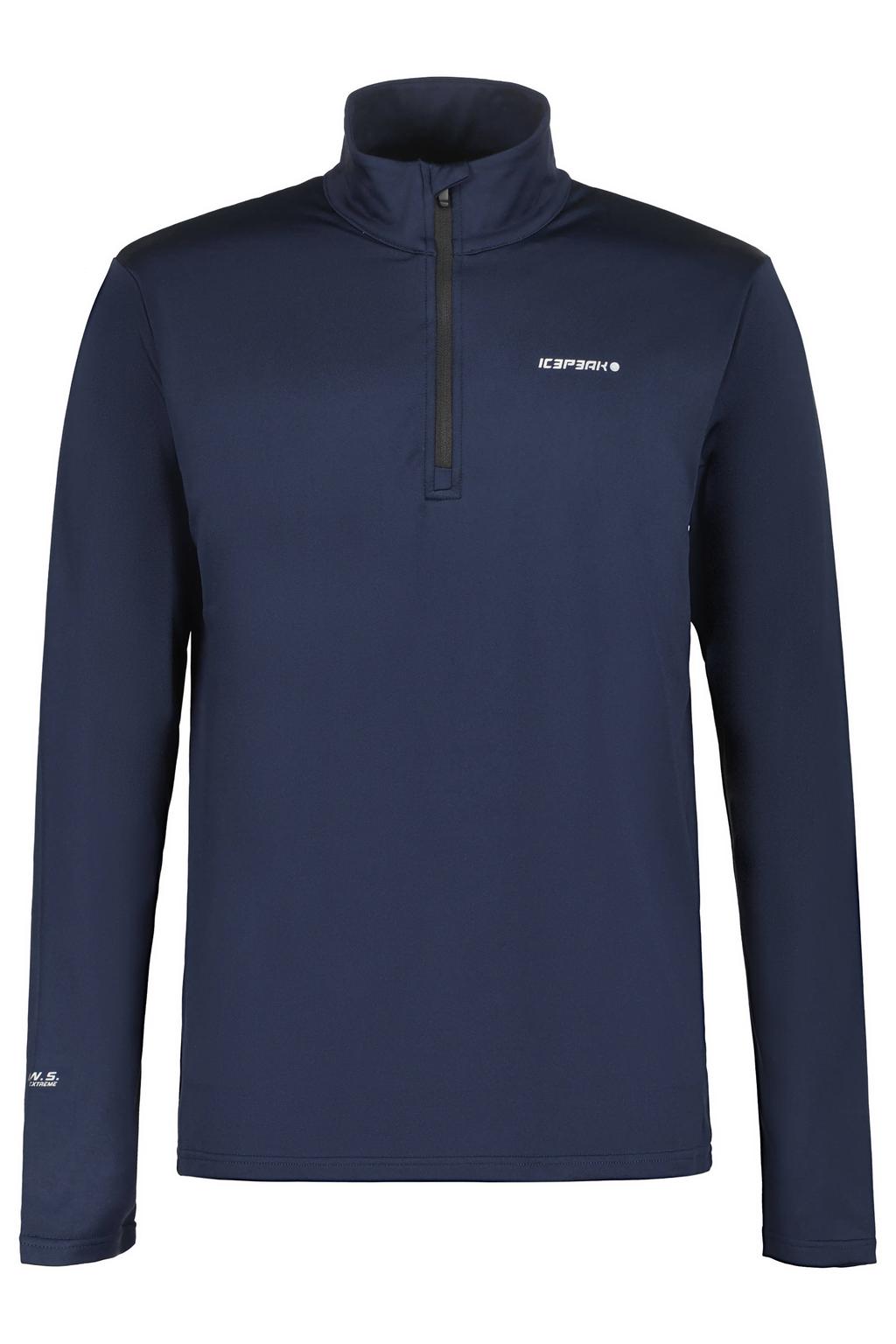 Donkerblauwe heren Icepeak Felsberg skipully van polyester met effen, lange mouwen, opstaande kraag en halve rits