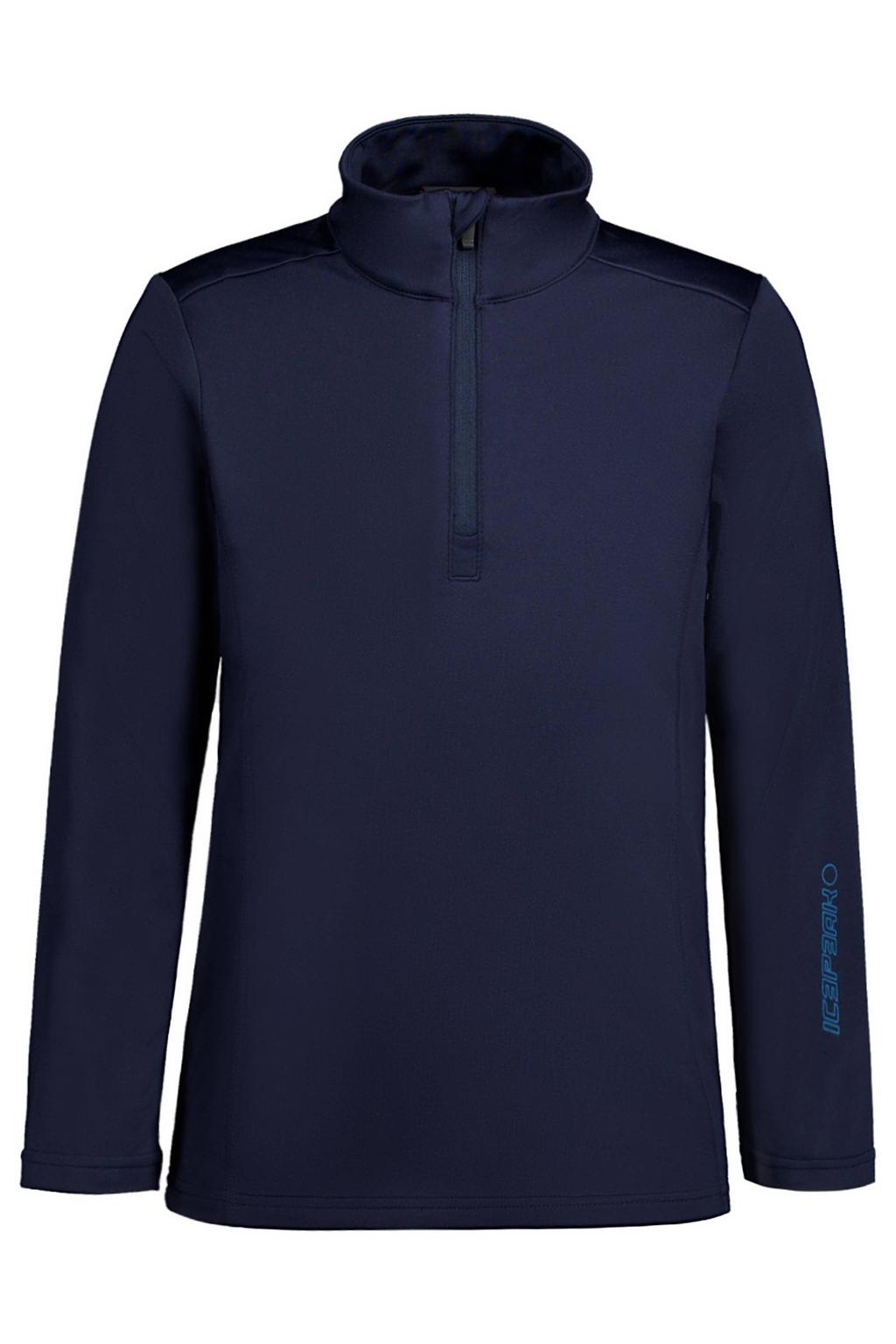Donkerblauwe jongens en meisjes Icepeak Fleminton skipully van polyester met lange mouwen, opstaande kraag en halve rits