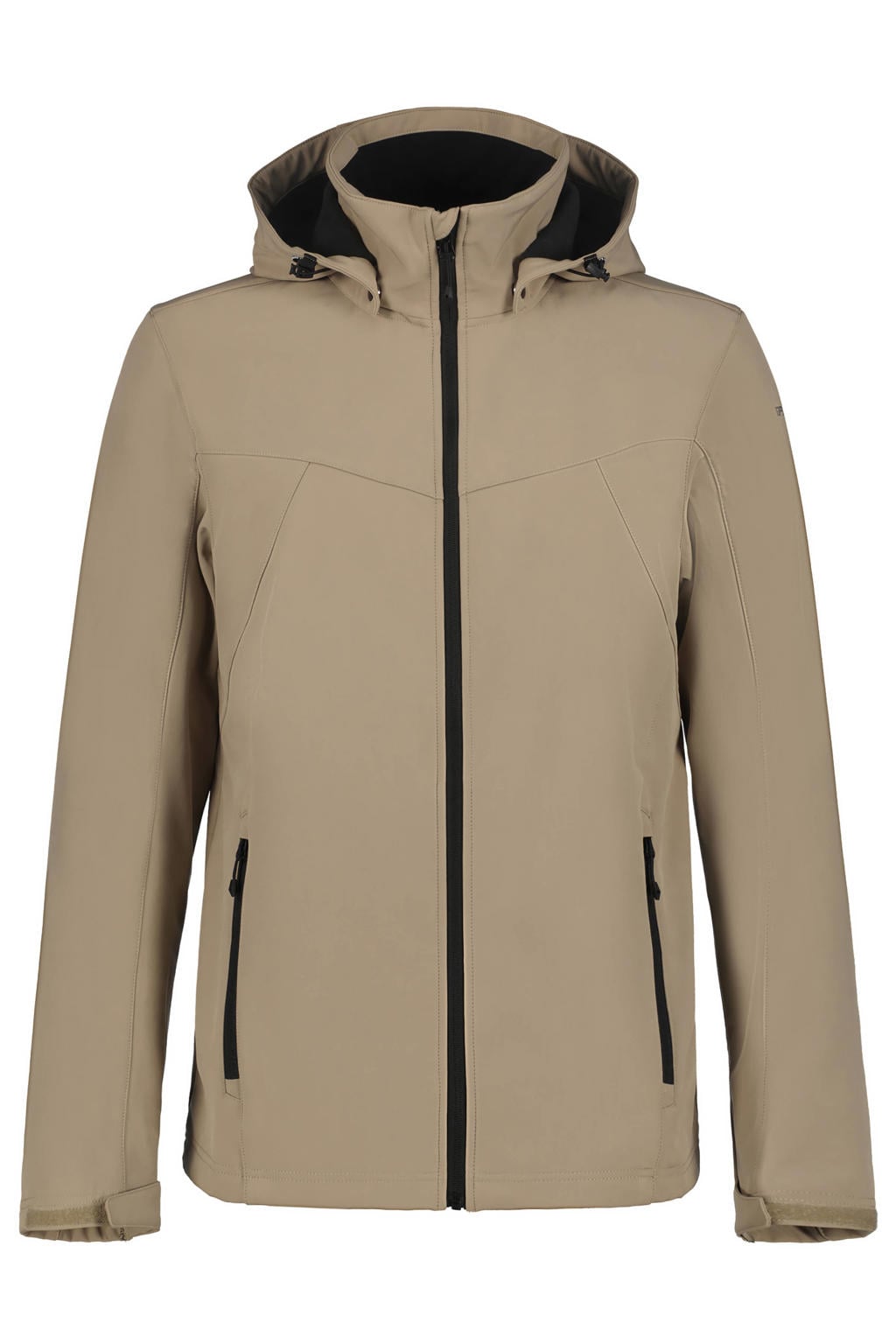 Bruine heren Icepeak Brimfield softshelljas met effen, lange mouwen, capuchon en ritssluiting
