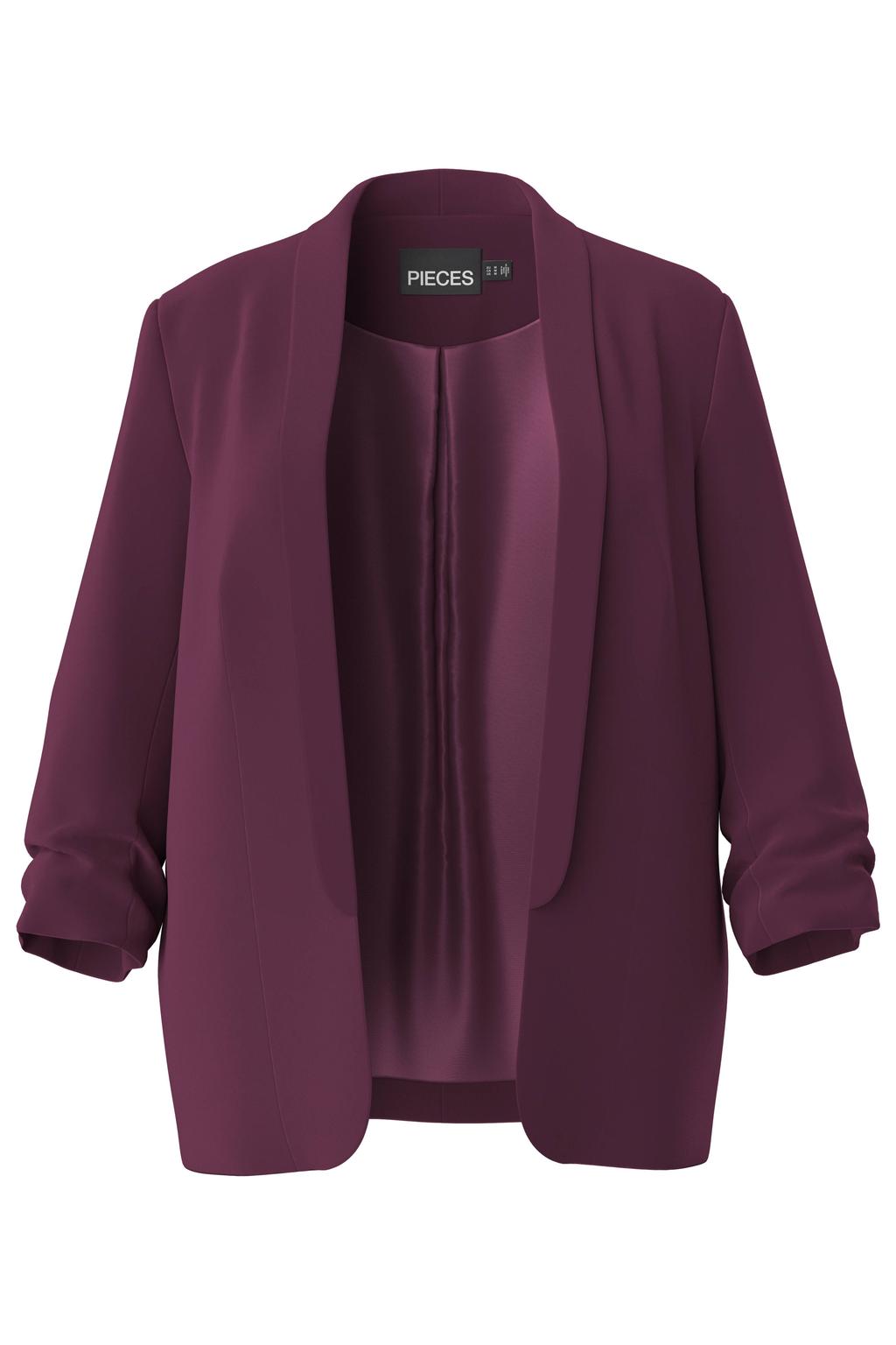 Aubergine dames PIECES Curve regular fit blazer Plus Size van polyester met effen en lange mouwen