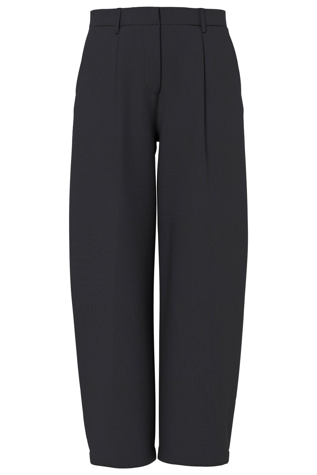 Zwarte dames PIECES Curve barrel pantalon Plus Size van polyester met regular waist, rits- en haaksluiting en effen