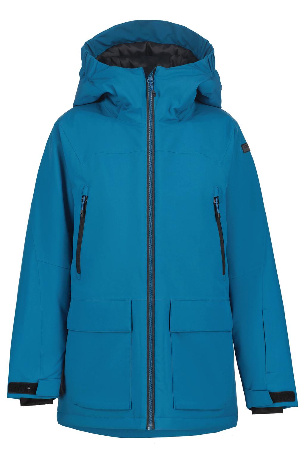 Blauwe jongens Icepeak Lamar JR ski-jas van polyester met capuchon en rits met windvanger