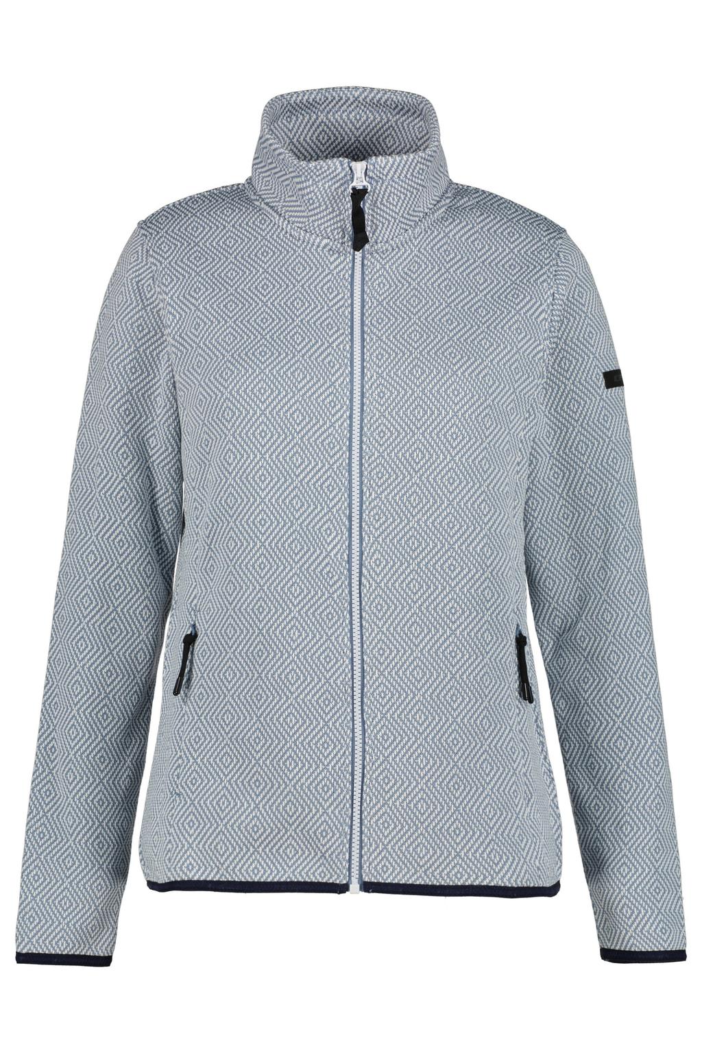 Lichtblauwe dames Icepeak Aulti outdoor vest met lange mouwen, opstaande kraag en ritssluiting