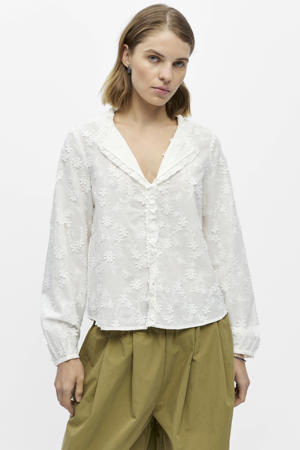broderie blouse met borduursels - ecru
