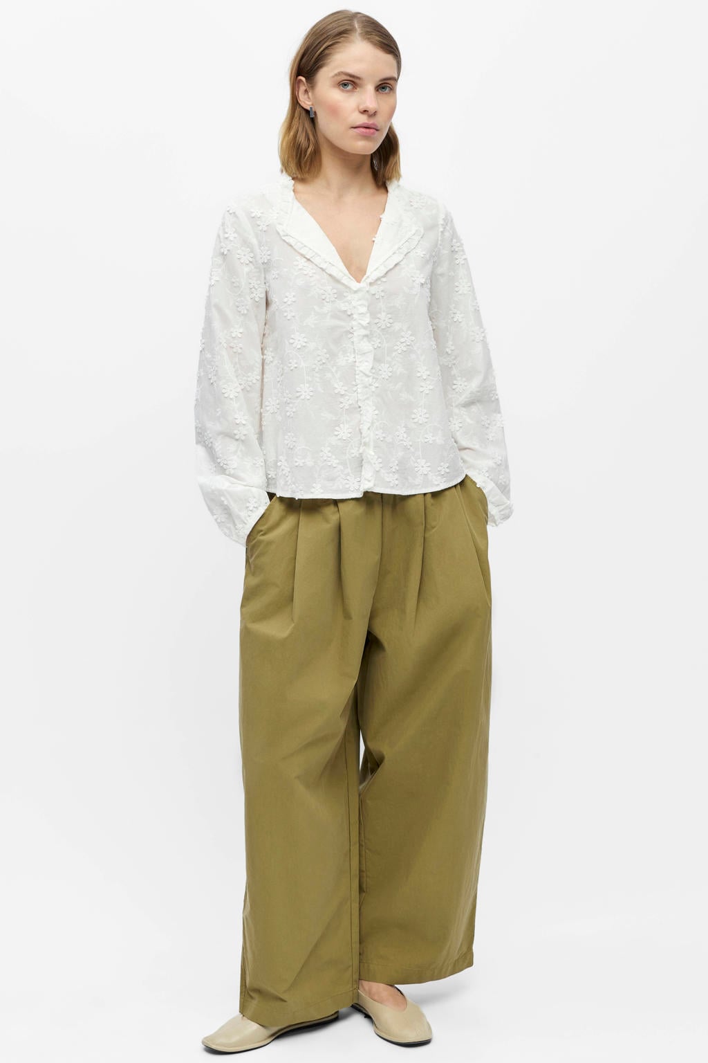 OBJECT broderie blouse met borduursels - ecru