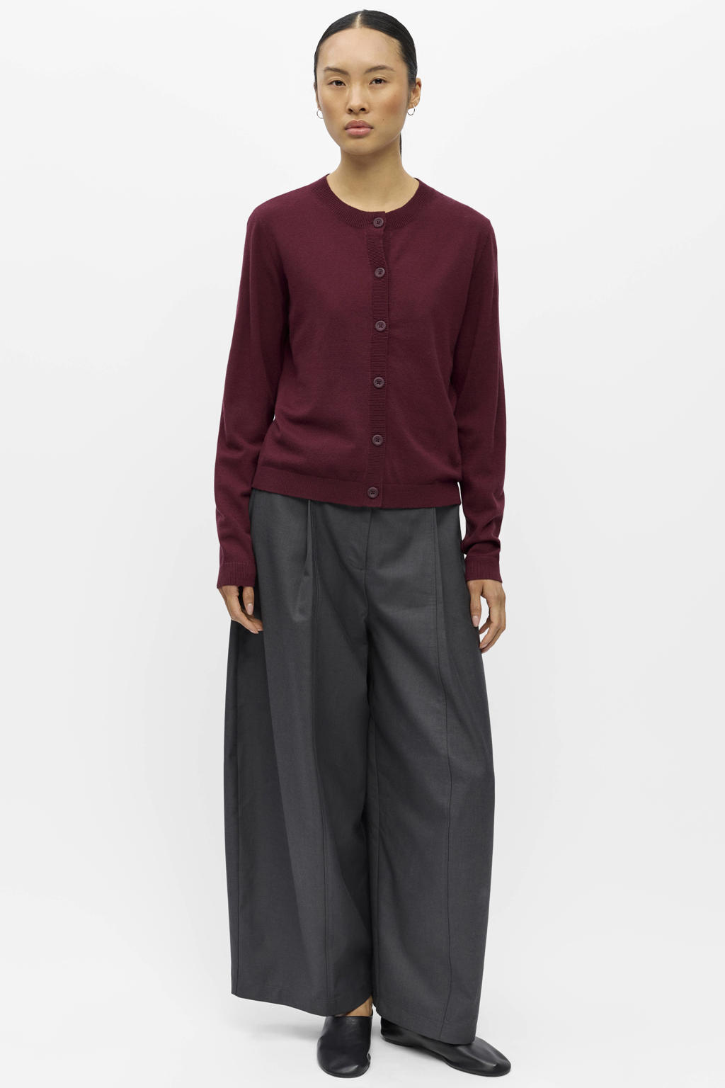 OBJECT gebreid vest - donkerrood