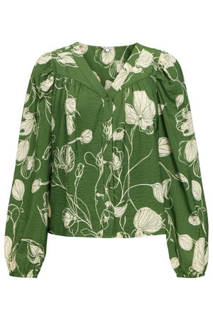 viscose regular fit gebloemde blouse - groen
