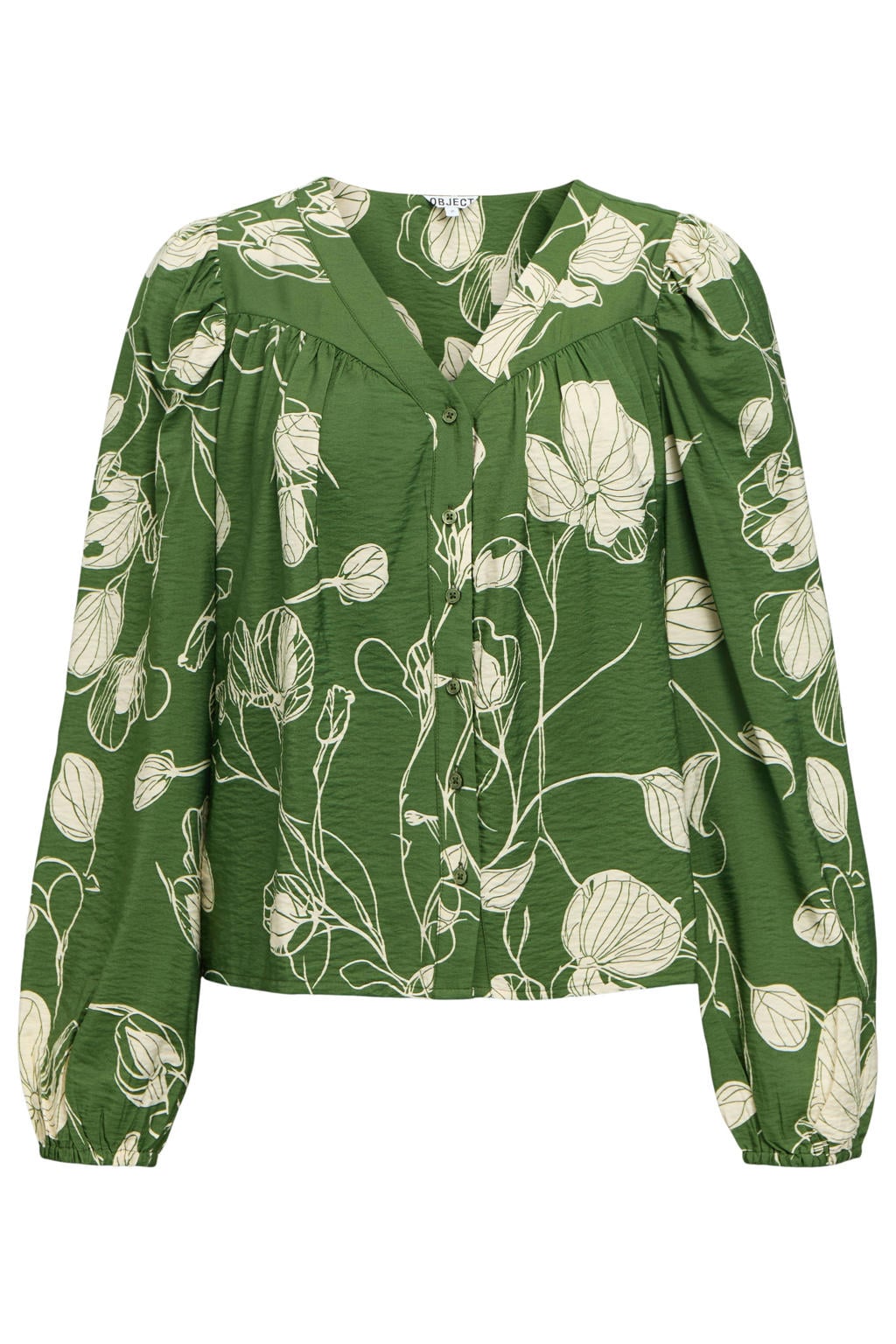 OBJECT viscose regular fit gebloemde blouse - groen