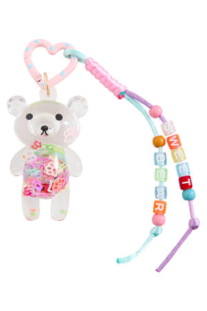 sleutelhanger beer roze/multicolor