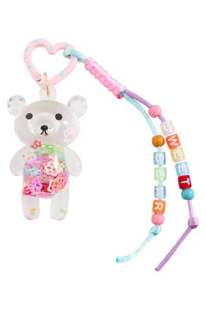 sleutelhanger beer roze/multicolor