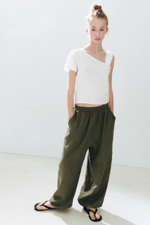 linnen casual broek - kaki