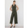 Mango wide leg broek met linnen - kaki