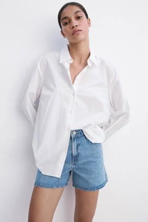 straight leg denim short - mediumblauw