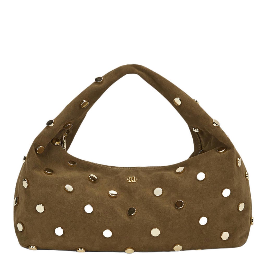JOSH V suede handtas met studs Lena kaki