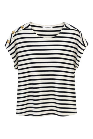 gestreept T-shirt Plus Size - marineblauw