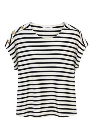 gestreept T-shirt Plus Size - marineblauw