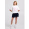 America Today midi strokenrok met smockwerk - donkerblauw