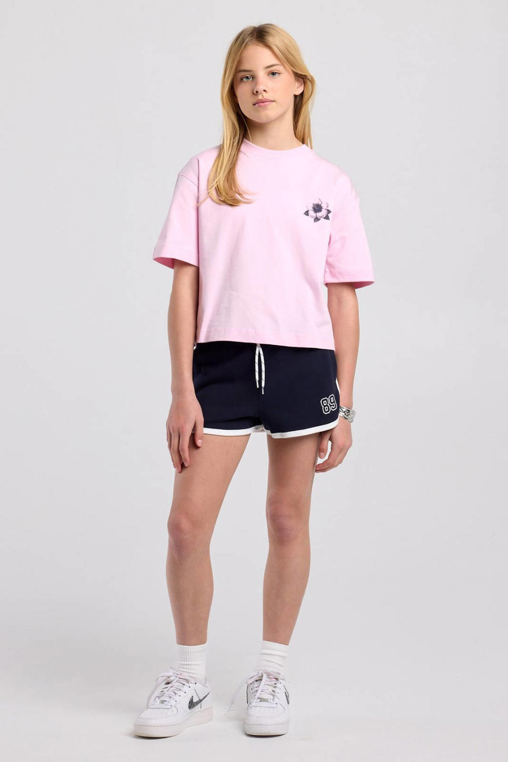 America Today T-shirt met backprint - roze